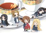  akiyama_mio black_eyes black_hair blonde_hair blue_eyes brown_eyes brown_hair chibi cup food fruit hirasawa_yui k-on! katase_aoko kotobuki_tsumugi long_hair minigirl multiple_girls nakano_azusa pantyhose school_uniform short_hair strawberry tainaka_ritsu teacup 