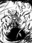  acryl ascot crystal demon_wings dress flandre_scarlet greyscale long_hair looking_at_viewer monochrome solo touhou vampire wings 