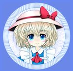  blonde_hair blue_eyes blush chagu hat highres kana_anaberal ribbon short_hair smile solo touhou touhou_(pc-98) 