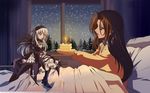  2560x1600 bed blush blushing braid braids brown_hair cake dress food gothic highres kakizaki_megu kasugai_hiroyuki lace lolita_fashion long_hair plait rozen_maiden snow suigintou wallpaper window wings 