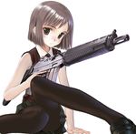  assault_rifle blush bob_cut brown_eyes brown_hair grey_eyes gun gunslinger_girl henrietta_(gunslinger_girl) md5_mismatch mocha_(snowflake) pantyhose rifle short_hair sig_551 sig_sauer skirt solo weapon 