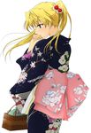  absurdres bag blonde_hair brown_eyes handbag highres japanese_clothes kimono sawachika_eri school_rumble solo toshi_(anime_coloring) white_background 