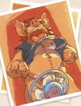  anthro bottomless clothed clothing convenient_censorship ear_piercing eddie_(guffaw) guffaw male mammal mechanical_fan open_mouth piercing raised_clothing raised_shirt raised_topwear scruffy shirt solo suid suina sus_(pig) topwear wild_boar 