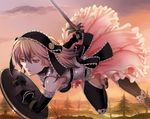  armor fantasy_earth_zero miogrobin red_eyes solo sword thighhighs weapon 