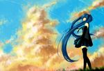  blush hatsune_miku long_hair miku_hatsune necktie thigh_highs thighhighs tie twin_tails twintails uniform vocaloid vocaloid2 wallpaper 