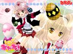  blonde_hair easter easter_egg egg hair_ornament hinamori_amu mashiro_rima multiple_girls necktie official_art peach-pit pink_hair scan school_uniform shugo_chara! skirt wallpaper 