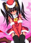  alastor_(shakugan_no_shana) black_hair blush christmas jewelry kaguchi_takeshi pendant santa_costume shakugan_no_shana shana thighhighs zettai_ryouiki 