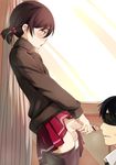  bar_censor black_hair blindfold blush brown_hair censored commentary_request crossdressing erection highres male_focus multiple_boys no_panties open_mouth original otoko_no_ko penis red_eyes short_hair skirt skirt_lift smegma smelling_penis testicles thighhighs wachiwo yaoi 