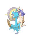  1girl acerola_(pokemon) dhelmise flat_chest nude pokemon pokemon_sm purple_hair simple_background 