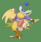  amethystlongcat avian balls beak big_balls bird blush chocobo claws clothing erection feathered_wings feathers final_fantasy hyper hyper_penis male moogle paws penis pom_antenna simple_background square_enix talons torn_clothing transformation video_games wings 