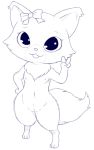  bow breasts cat chest_tuft clitoris feline female fluffy fluffy_tail garnet_(jewelpet) jewelpet jewelry looking_at_viewer mammal navel neck_tuft necklace nipples peace_sign_(disambiguation) pussy rawrunes ribbons sketch small_breasts smile solo tuft wide_hips 