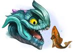  2016 ambiguous_gender aurene dragon duo feral fish guild_wars marine open_mouth raironu simple_background teeth tongue video_games white_background yellow_eyes 