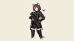  animal_ears brown_eyes brown_hair deel_(rkeg) gun military thighhighs weapon zettai_ryouiki 