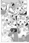  anal canine comic dialogue double_penetration doujinshi eeveelution english_text fangs female feral fur greyscale kemoribbon licking male male/female mammal mightyena monochrome nintendo open_mouth paws penetration penis pok&eacute;mon pussy ribbons shaking shivering sweat sylveon tears text tongue tongue_out translated vaginal video_games 