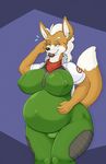  big_breasts breasts canine crossgender female fox fox_mccloud mammal nintendo nipples pihlaja pregnant slightly_chubby solo star_fox video_games 