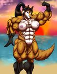  2014 abs anthro beach biceps big_muscles breasts canine female flexing fox hyper hyper_muscles invalid_tag looking_at_viewer mammal muscular muscular_female nipples nude pussy raze117_(artist) sand seaside sky solo water 