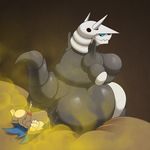  aggron anal_vore anus breasts cum erection fart female looking_back male male/female nintendo penis pok&eacute;mon puffy_anus rikuaoshi size_difference slightly_chubby sweat typhlosion video_games vore 