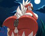  ambiguous_gender anus breasts butt canine female fur looking_at_viewer looking_back mammal midnight_lycanroc mooning nintendo pink_eyes pok&eacute;mon presenting presenting_hindquarters puffy_anus pussy red_fur rikuaoshi size_difference sweat typhlosion video_games 