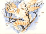  2016 ambiguous_gender avian barn_owl bird cat feathered_wings feathers feline gryphon heather_bruton hybrid leaf mammal moon owl solo tree wings wood 