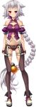  absurdly_long_hair absurdres ass_visible_through_thighs bare_shoulders blush braid breasts facial_scar full_body gakushin gloves highres katagiri_hinata koihime_musou large_breasts long_hair looking_at_viewer midriff navel purple_eyes scar shoes short_shorts shorts silver_hair single_braid skindentation smile solo standing transparent_background very_long_hair 