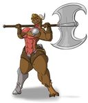  2016 anthro axe big_breasts breasts cleavage clothed clothing dragon female melee_weapon shinysteel solo under_boob weapon 