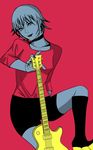  1girl black_lipstick breasts choker gorillaz lipstick noodle_(gorillaz) short_hair shorts solo 