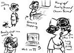  2016 anthro arthropod black_and_white clothed clothing computer dialogue disney english_text eyewear fan_character female glasses half-closed_eyes inkyfrog insect laptop lipstick looking_at_viewer makeup mammal monochrome pig porcine simple_background text white_background zootopia 