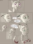  2016 anthro canine clothed clothing comic crying dialogue disney duo english_text female fox green_eyes hi_res judy_hopps lagomorph male mammal monochrome nick_wilde purple_eyes rabbit restricted_palette sprinkah tears text zootopia 