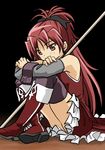  boots commentary_request knee_boots knives_(knives777) long_hair mahou_shoujo_madoka_magica ponytail red_eyes red_footwear red_hair sakura_kyouko sitting solo thighhighs zettai_ryouiki 