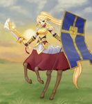  armor blonde_hair centaur centorea_shianus howxu long_hair monster_musume_no_iru_nichijou 