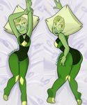  alien blushmallet breasts butt cartoon_network dakimakura_design female gem_(species) looking_at_viewer looking_back lying not_furry on_back on_front open_mouth peridot_(steven_universe) smile solo steven_universe teeth tongue 