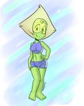  5_toes alien barefoot bike_shorts breasts cartoon_network clothing crop_top cubedcoconut female gem_(species) green_skin hand_on_hip humanoid looking_at_viewer midriff navel not_furry peridot_(steven_universe) shirt shorts smile steven_universe toes 