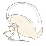  blue_eyes bug cockroach eyelashes full_body gen_7_pokemon insect legendary_pokemon multicolored multicolored_eyes napet pheromosa pokemon pokemon_(creature) pokemon_(game) pokemon_sm purple_eyes simple_background solo tiara ultra_beast white_background 