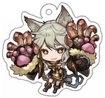  :3 animal_ears chibi claw_(weapon) commentary_request erune granblue_fantasy grey_hair hair_between_eyes long_hair looking_at_viewer orange_eyes sen_(granblue_fantasy) solo weapon yuu_(higashi_no_penguin) 