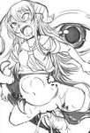  1_eye abdominal_bulge belly_inflation blush bosshi bottomless censor_bar clothed clothing comic consentacles cum cum_drip double_penetration dripping female female_on_top fucked_silly greyscale hair hi_res horn humanoid interspecies japanese_text long_hair looking_pleasured monochrome navel on_top open_mouth penetration serakuma size_difference smaller_on_top spread_legs spreading tentacle_monster tentacles text vaginal 