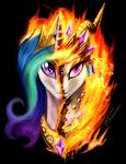  2016 crown equine female friendship_is_magic jewelry mammal my_little_pony necklace nightmare_star_(mlp) princess_celestia_(mlp) purple_eyes slifertheskydragon slit_pupils solo split_personality 