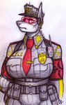  anthro canine clothed clothing female kraken_(artist) mammal police_uniform sketch solo traditional_media_(artwork) uniform walkie-talkie 