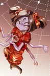  1girl extra_arms extra_eyes fangs insect_girl monster_girl muffet purple_skin solo spider_girl tea undertale 