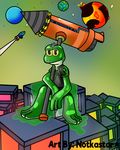  2016 amphibian anthro cargo clothed clothing colored digital_drawing_(artwork) digital_media_(artwork) english_text fan_character frog goo gooey hair hammer male notkastar_(artist) planet rocket scales shiny sketch slime slimy smile solo space star sticky tagme text tools 