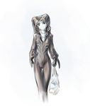  12-tf bag clothed clothing female greyscale monochrome shopkeeper_(12-tf) twi-lek 