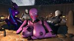  2016 3d_(artwork) areola big_breasts big_butt black_sclera blue_eyes blush breasts butt detailed_background digimon digital_media_(artwork) female gentle_puppet group haydee hi_res huge_breasts looking_at_viewer lying machine moon navel night nipples nude on_back on_front outside relaxing renamon robot sky source_filmmaker spa star thick_thighs video_games wide_hips 