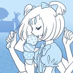  1girl extra_arms extra_eyes fangs ice_cream monster_girl muffet ribbon short_hair spider_girl spoon undertale 