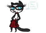  2016 anthro bow_tie clothed clothing crossdressing dialogue disney english_text eyeshadow fan_character hand_on_hip inkyfrog lipstick makeup male mammal mustelid percy_vison polecat simple_background skirt solo teal_eyes text white_background zootopia 