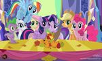 2016 apple applejack_(mlp) blonde_hair blue_eyes blue_fur blue_hair corn cowboy_hat crystal cutie_mark dragon earth_pony equine feathered_wings feathers female feral fluttershy_(mlp) food friendship_is_magic fruit fur green_eyes group hair hat hi_res holidays horn horse inside looking_at_viewer male mammal multicolored_hair my_little_pony orange_fur pegasus pink_fur pink_hair pinkie_pie_(mlp) pony purple_eyes purple_fur rainbow_dash_(mlp) rainbow_hair rarity_(mlp) red_eyes scalie shutterflyeqd smile spike_(mlp) starlight_glimmer_(mlp) table thanksgiving twilight_sparkle_(mlp) two_tone_hair unicorn white_fur winged_unicorn wings yellow_fur 