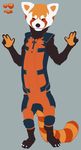  anthro barefoot disguise finger_gun flat_colors full-length_portrait guardians_of_the_galaxy male mammal marvel portrait red_panda rocket_raccoon signature solo standing unciaa 
