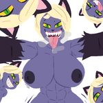  anthro armpits big_breasts blonde_hair breasts breath cat evil_grin feline female grin group hair looking_at_viewer mammal nipples open_mouth paradox_(thedigital-devil) saliva sharp_teeth simple_background smile square_crossover teeth thedigital-devil tongue tongue_out white_background yellow_eyes 