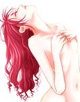  1girl artist_request breasts eyes_closed female head_back kasane_teto nipples nude red_hair small_breasts vocaloid 