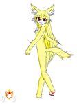 :3 anthro breasts butt canine cute featureless_breasts featureless_crotch female fox fur kemono lying mammal nude on_back ouko solo ultron98 walking yellow_fur 