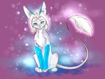  akineza ambiguous_gender blue_eyes cat feline feral fur hair mammal paws pink_nose sitting white_fur white_hair 