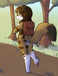  backpack blush brown_hair cub drychicken feline female forest grass green_eyes hair leopard mammal nude outside solo tagme tree young 